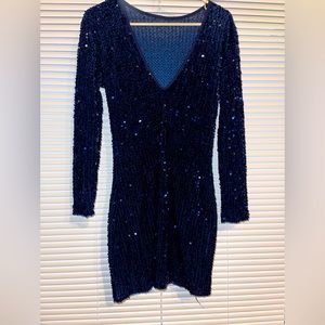 blue sequin dress